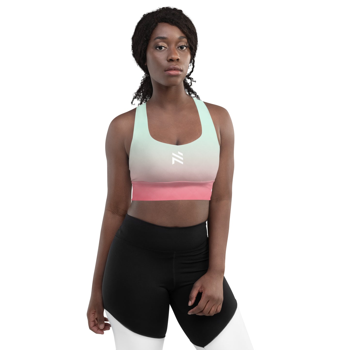 Pink Duo-tone Longline sports bra